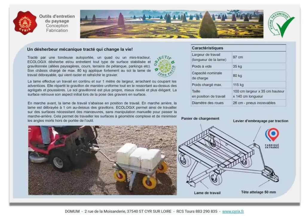 Fiche Technique Désherbeur mécanique tracté